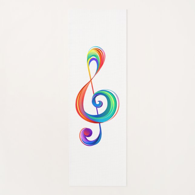 Layered rainbow treble clef yoga mat (Front)