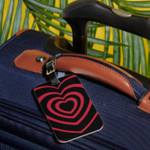 Layered Red & Black Heart Aesthetic Luggage Tag