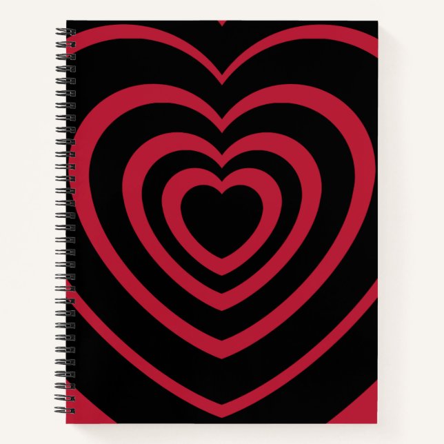 Layered Red & Black Heart Aesthetic Notebook (Front)