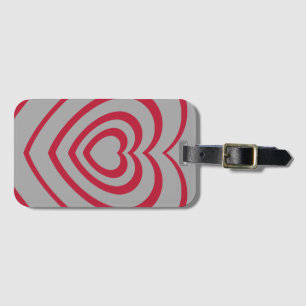 Layered Red & Grey Heart Aesthetic Luggage Tag