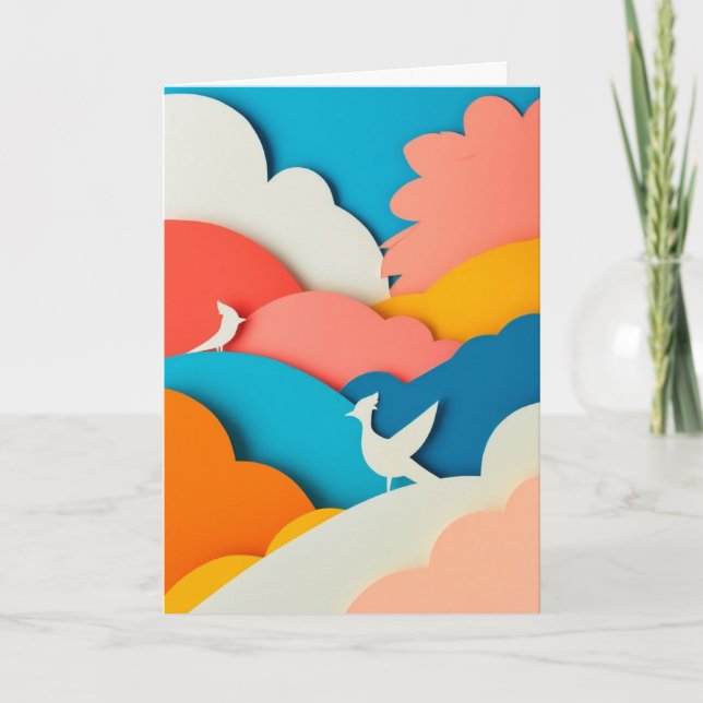 Layered Sky Birds Card (Front)