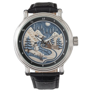 Layered Snowman Winter Village Watch