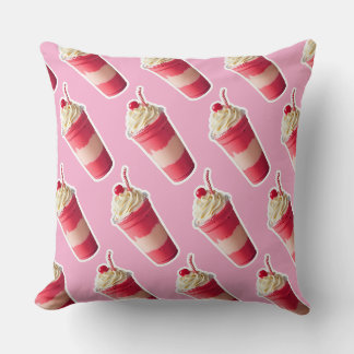 Layered Strawberry Cream Smoothie Throw Pillow