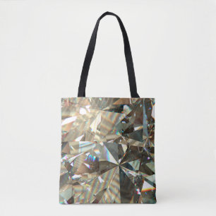 Layered texture triangular diamond or crystal shap tote bag