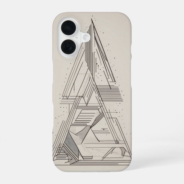 Layered Triangles Line Art iPhone 16 Case (Back)