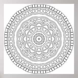 Layered Tribal Medallion Mandala with Border Art Poster