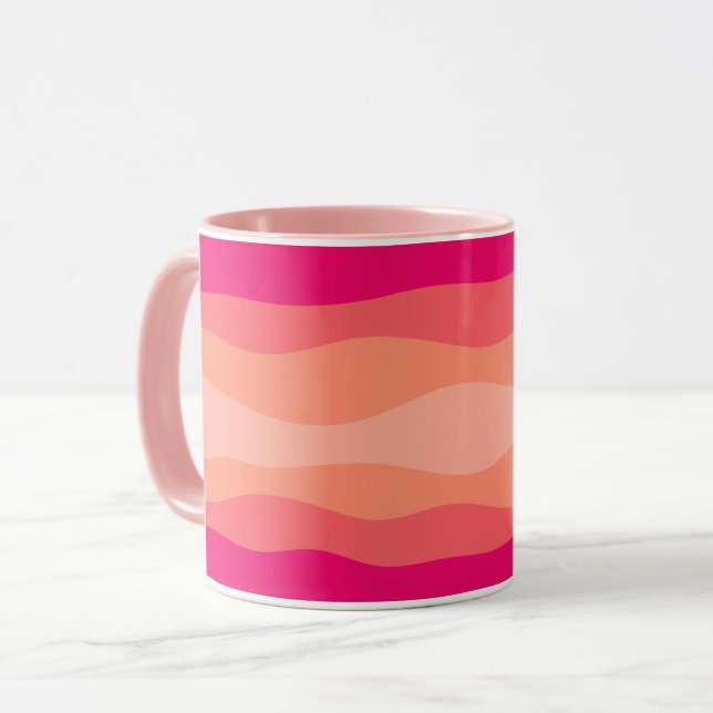 Layered Waves Pink Coral Blush Mug (Front Left)