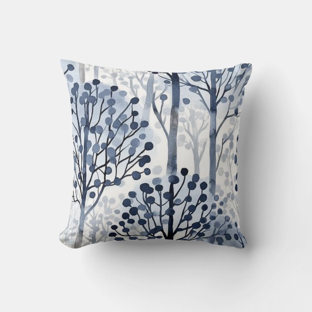 Layered Winter Forest Throw Pillow (Front)