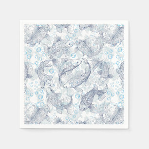 Layering Fishes Pattern 02.Dark blue.b No BG Napkin