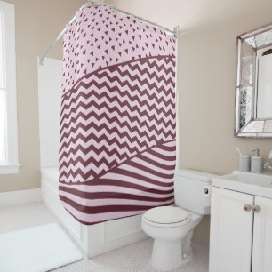 Layers - Dark Red and Pale Pink - Shower Curtain