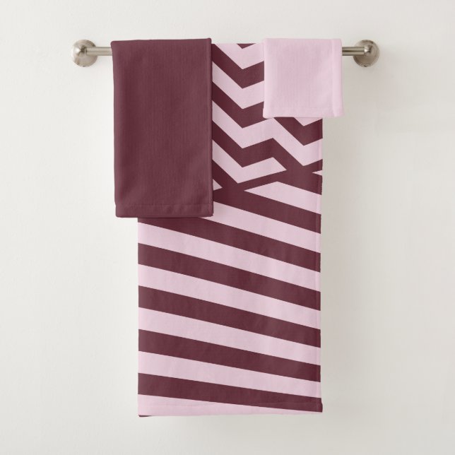 Layers - Dark Red and Pale Pink - Towel Set (Insitu)