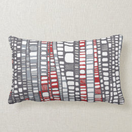 Layers in red and grey lumbar pillow