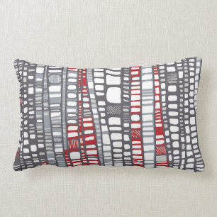 Layers in red and grey lumbar pillow