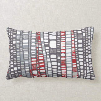Layers in red and grey lumbar pillow