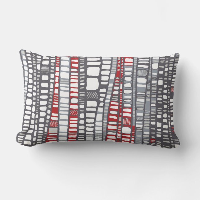 Layers in red and grey lumbar pillow (Front)