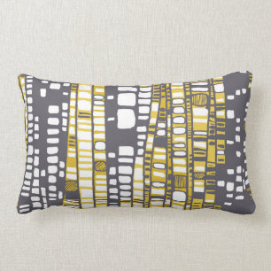 Layers in yellow and grey lumbar pillow