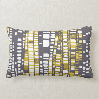 Layers in yellow and grey lumbar pillow