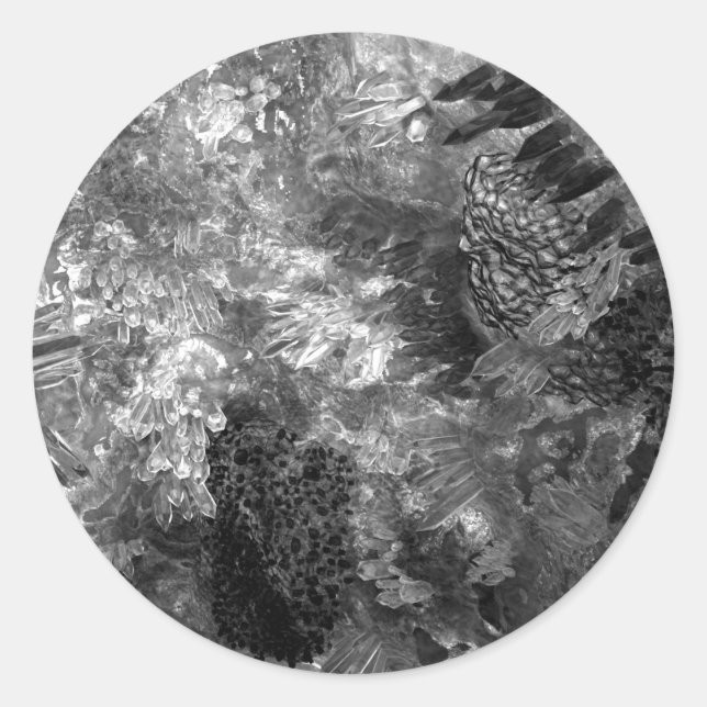  Layers of Crystals Grey  Classic Round Sticker (Front)