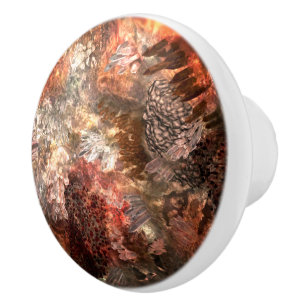  Layers of Crystals with Rustic Tint   Ceramic Knob