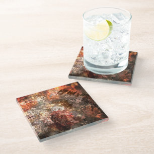  Layers of Crystals with Rustic Tint   Glass Coaster