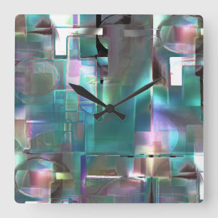 Layers of gradient green to colourful in light neo square wall clock