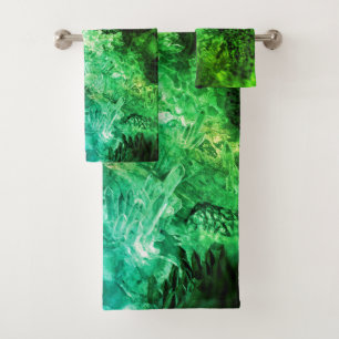 Layers of Green Crystals Bath Towel Set