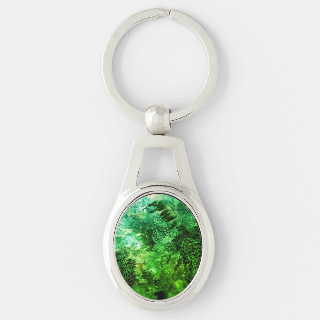 Layers of Green Crystals Keychain (Front)