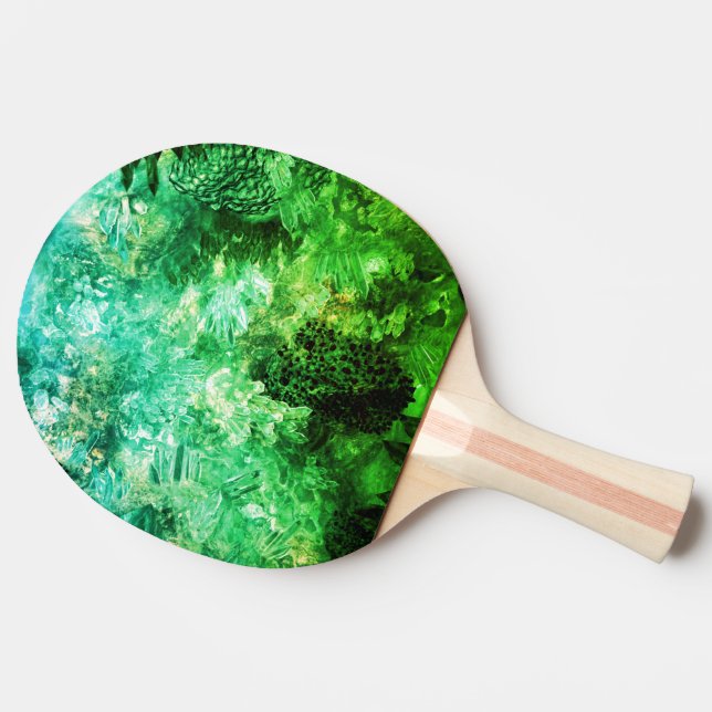 Layers of Green Crystals Ping Pong Paddle (Side)