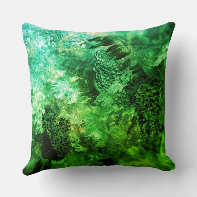 Layers of Green Crystals Throw Pillow (Back)