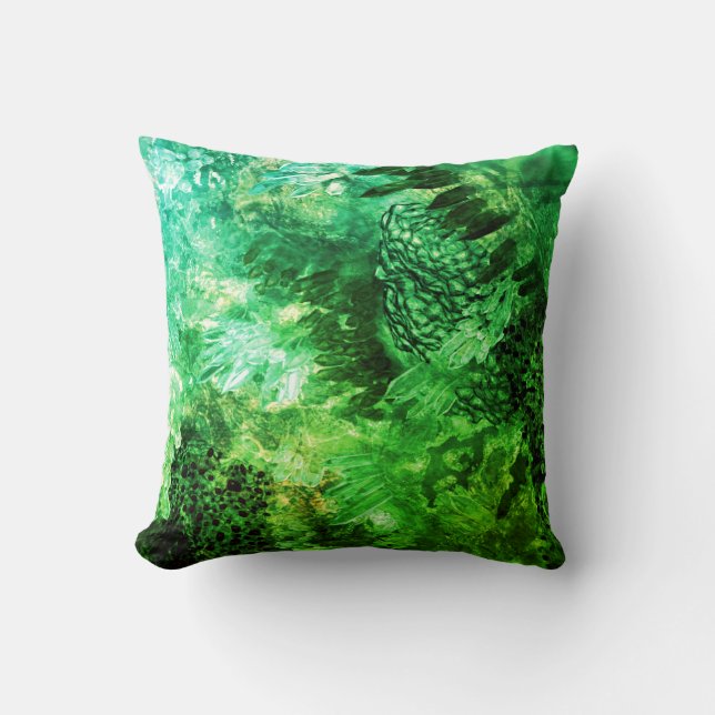 Layers of Green Crystals Throw Pillow (Front)