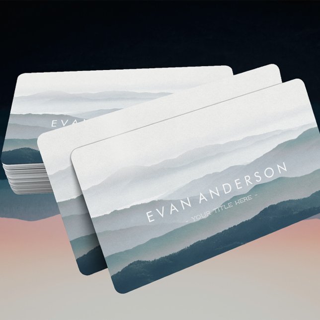 Layers of Mountain Ranges in Shades of Blue Business Card (Creator Uploaded)