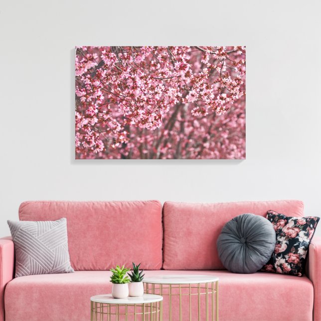 Layers of Pink Japanese Cherry Blossoms Canvas Print (Insitu(LivingRoom))