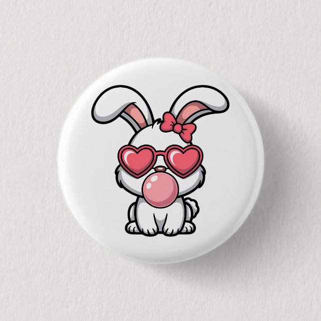 layful Kawaii Rabbit with Bubblegum Bubble 1 Inch Round Button (Front)