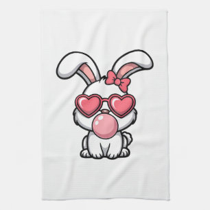 layful Kawaii Rabbit with Bubblegum Bubble Kitchen Towel