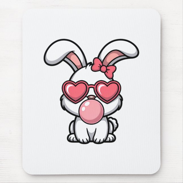 layful Kawaii Rabbit with Bubblegum Bubble Mouse Pad (Front)