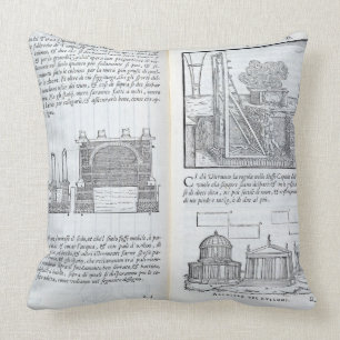 Laying foundations, from 'Della Architettura', pub Throw Pillow