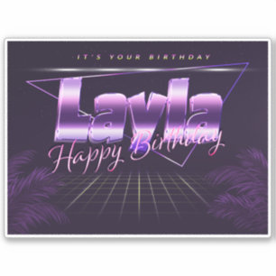 Layla Name First name lila retro Sticker Birthday