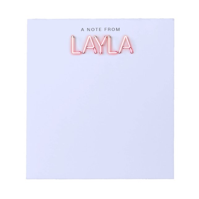 Layla name in glowing neon lights novelty notepad (Front)