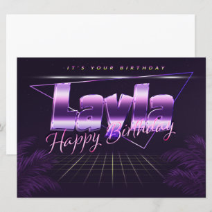 Layla Name Vorname lila retro Karte Geburtstag Card