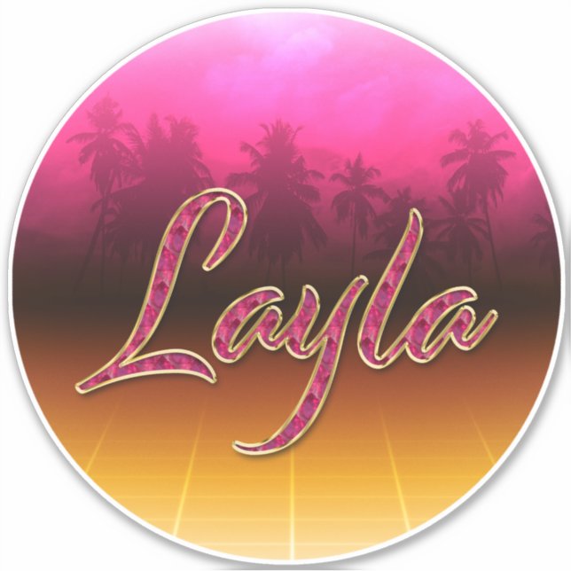 Layla Prénom Golden Pink Autocollants (Devant)