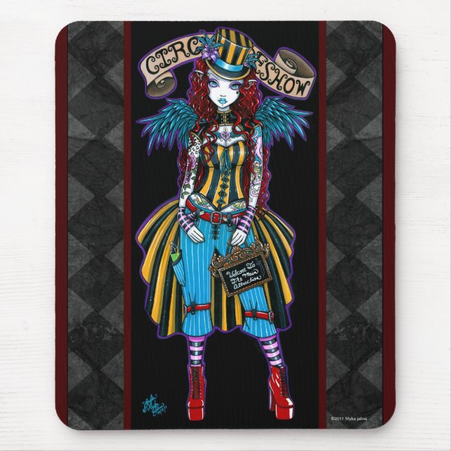"Layla" Steampunk Circus Tattoo Sideshow Mousepad (Front)