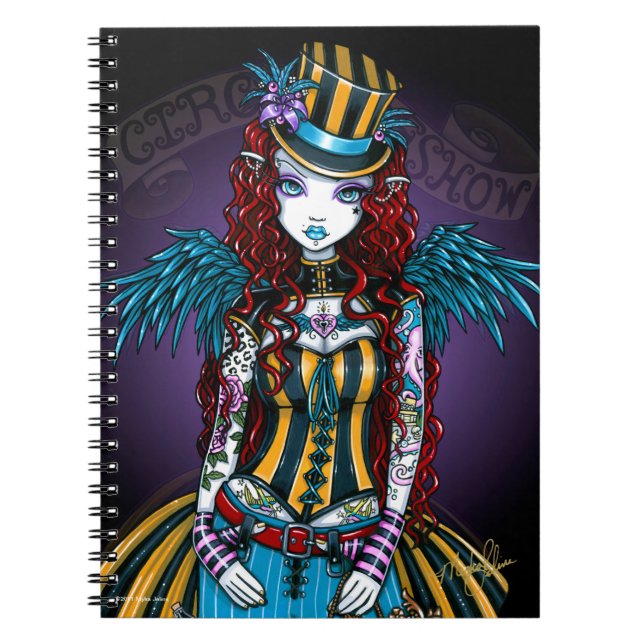 "Layla" Steampunk Circus Tattoo Sideshow Notebook (Front)