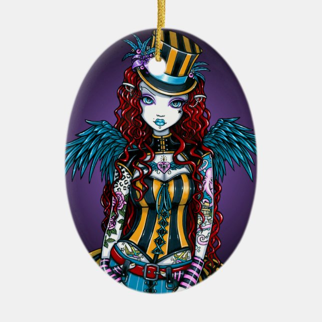 "Layla" Steampunk Circus Tattoo Sideshow Ornament (Front)