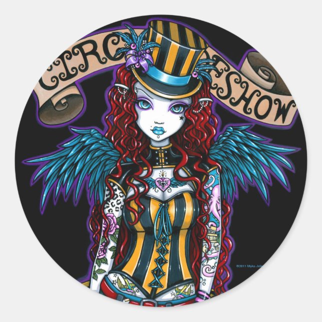 "Layla" Steampunk Circus Tattoo Sideshow Stickers (Front)