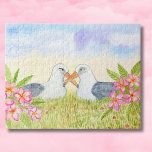 Laysan Albatross with Pink Plumeria Jigsaw Puzzle<br><div class="desc">Enjoy a relaxing and meaningful activity with this watercolor jigsaw puzzle featuring two graceful albatross framed by delicate pink plumeria blossoms. The peaceful island-inspired artwork symbolizes harmony,  companionship,  and shared journeys,  creating a calming puzzle experience that brings beauty,  mindfulness,  and artistic charm to quiet moments at home.</div>