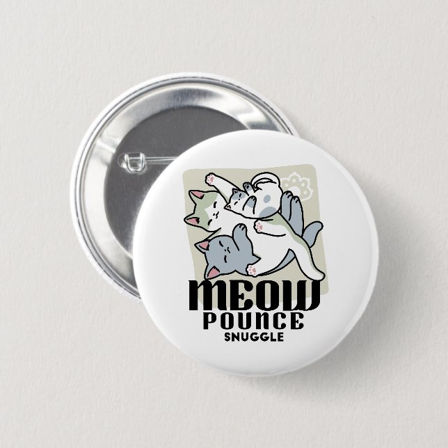 Laze Furr Days - Cute Lazy Cats Design 2 Inch Round Button (Front & Back)