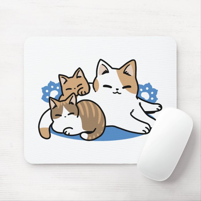 Laze Furr Days - Cute Lazy Cats Design Mouse Pad (With Mouse)