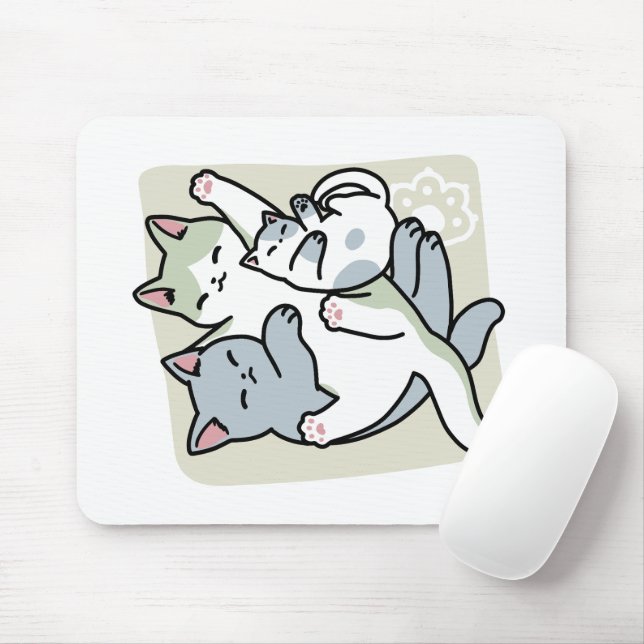Laze Furr Days - Cute Lazy Cats Design Mouse Pad (With Mouse)
