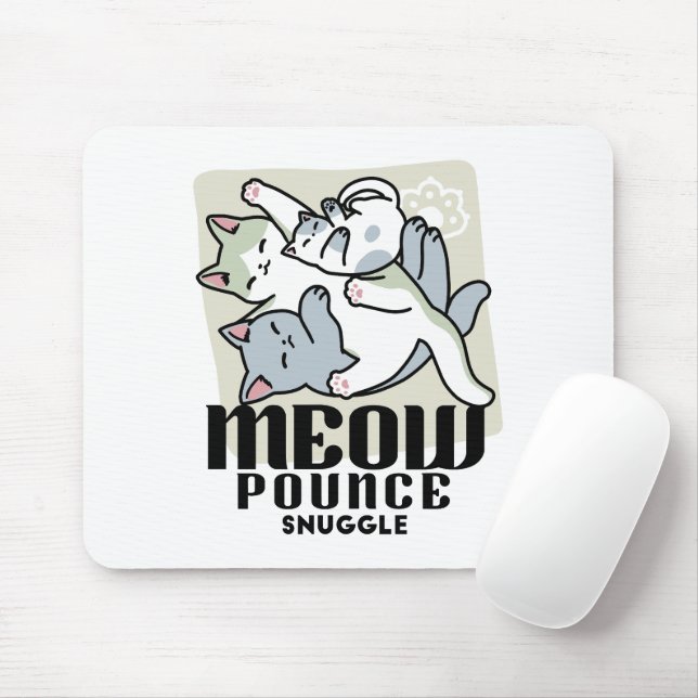 Laze Furr Days - Cute Lazy Cats Design Mouse Pad (With Mouse)