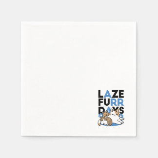 Laze Furr Days - Cute Lazy Cats Design Napkin